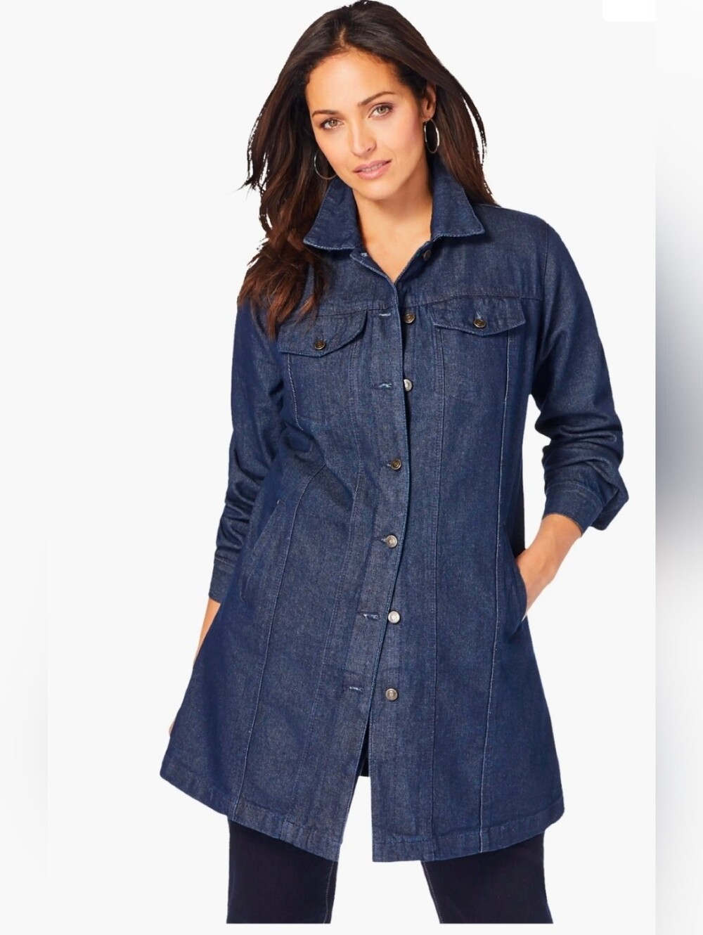 Jessica London Dark Indigo Denim Jacket A-Line Silhouette 100% Cotton Size 1X